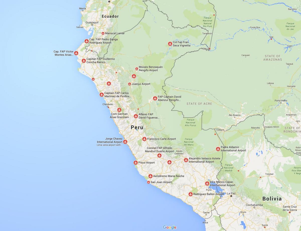 αεροδρόμια στο Περού χάρτη