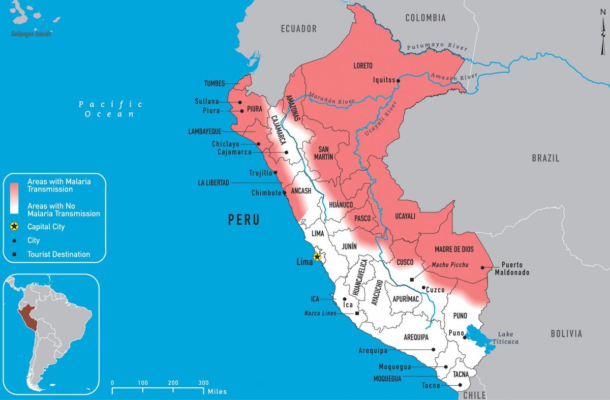 χάρτης του Περού ελονοσία