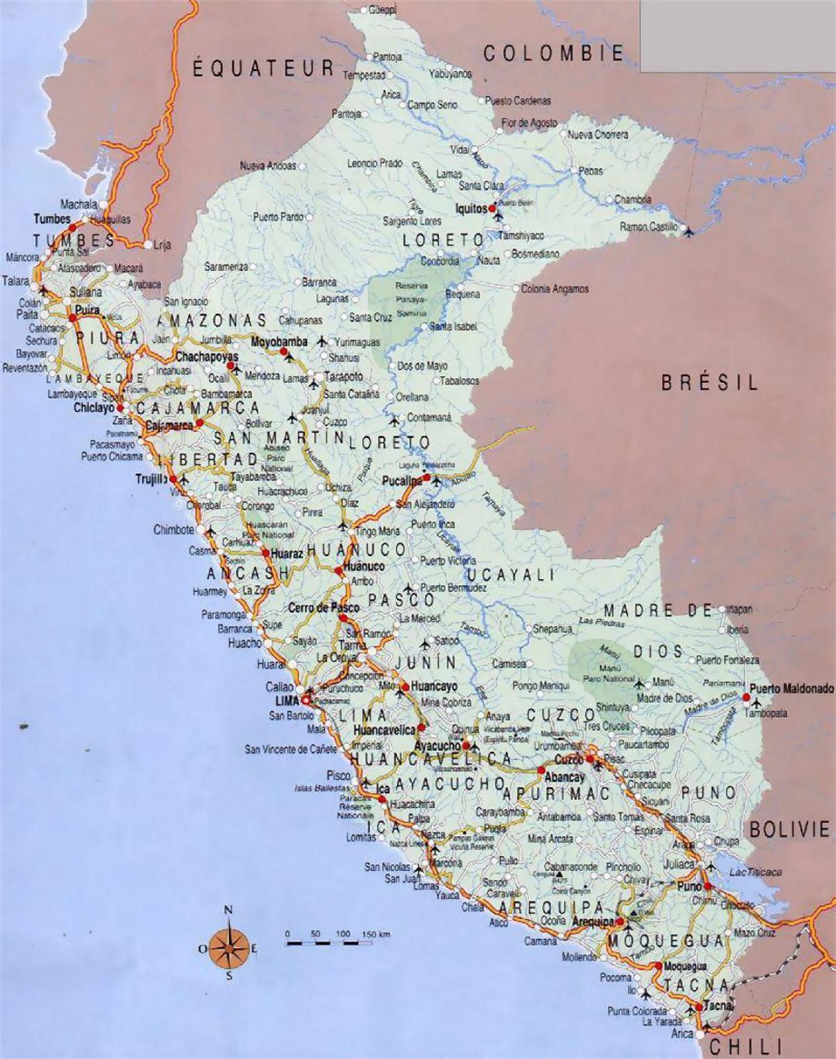 χάρτης του Περού πόλεις