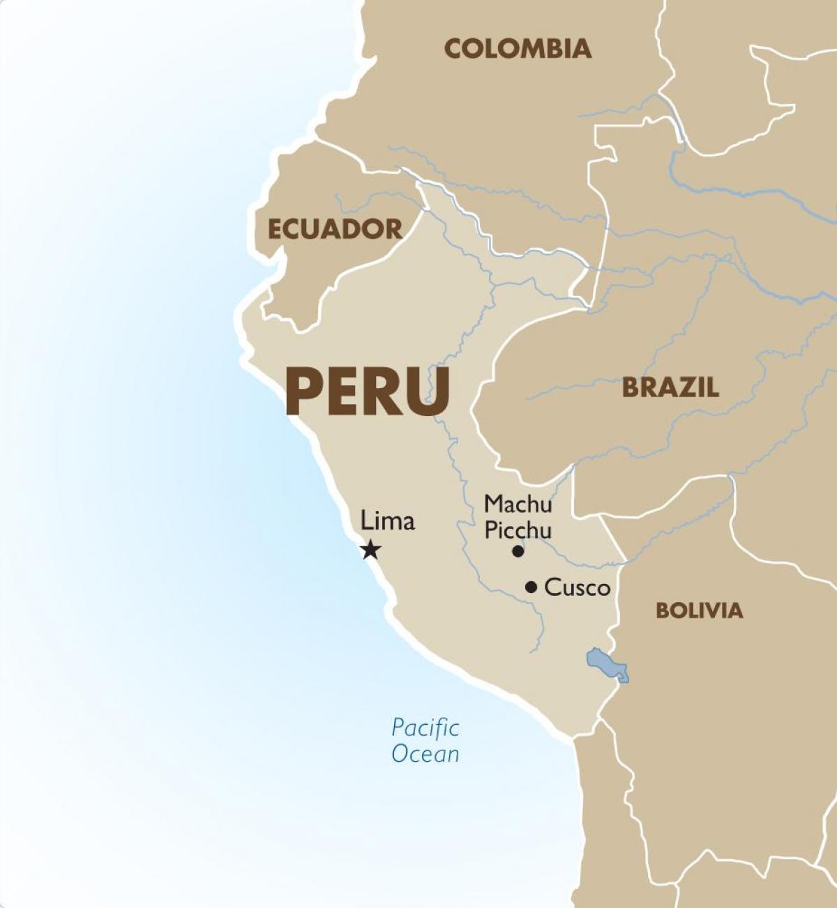 χάρτης του Περού και τις γύρω χώρες