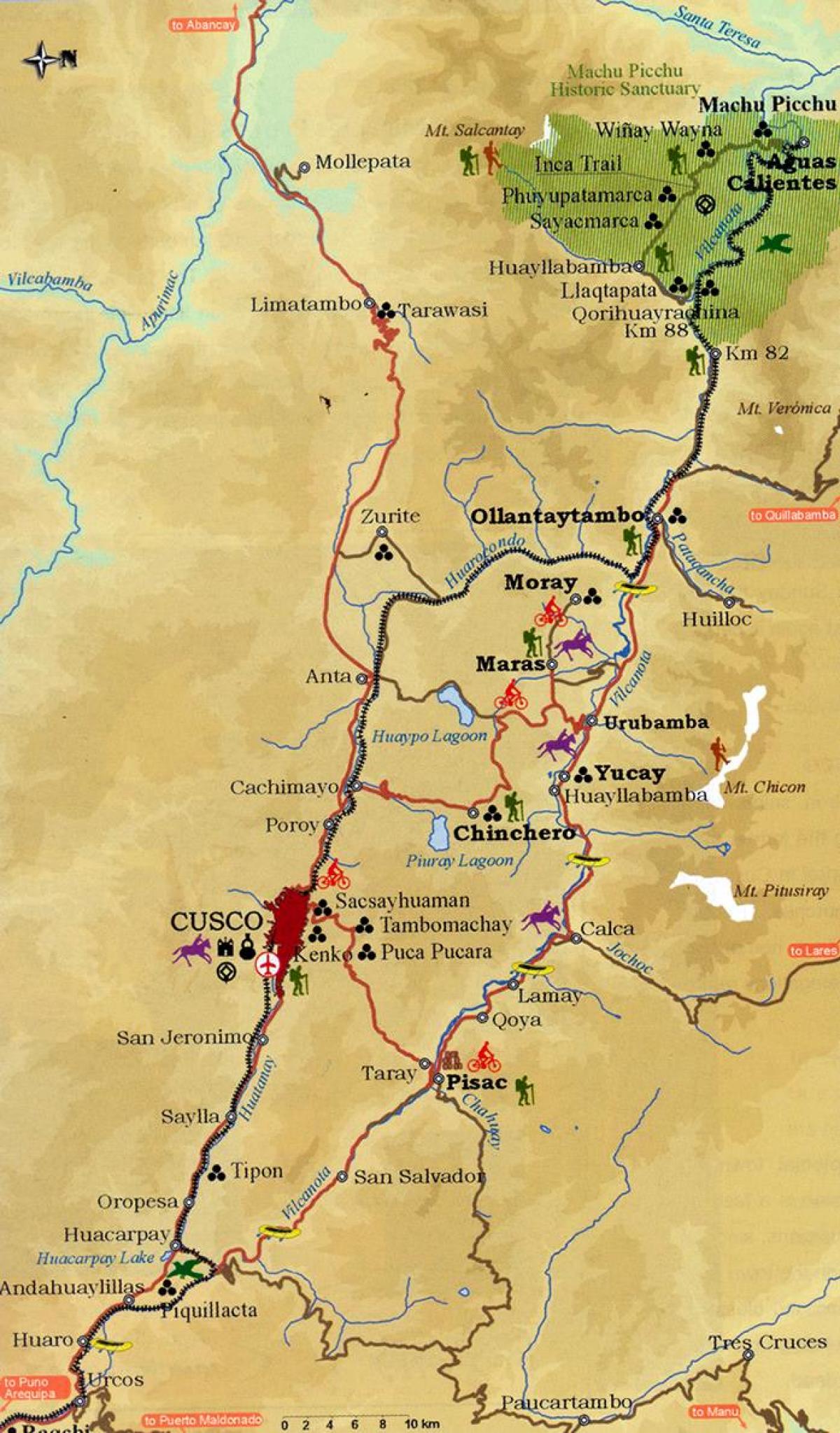 χάρτης της ιερή κοιλάδα, κούσκο του Περού