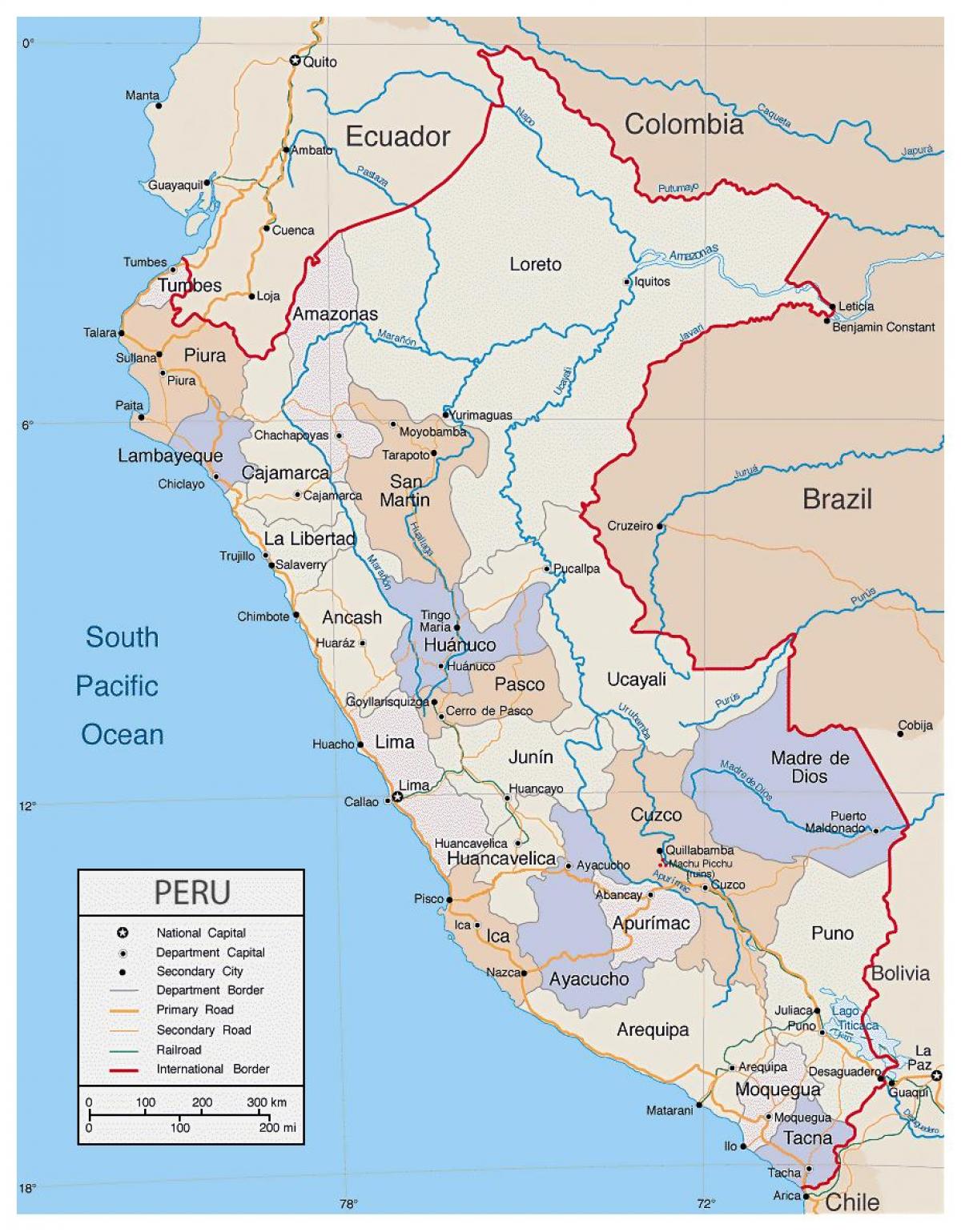 εμφάνιση χάρτη λεπτομερή χάρτη του Περού