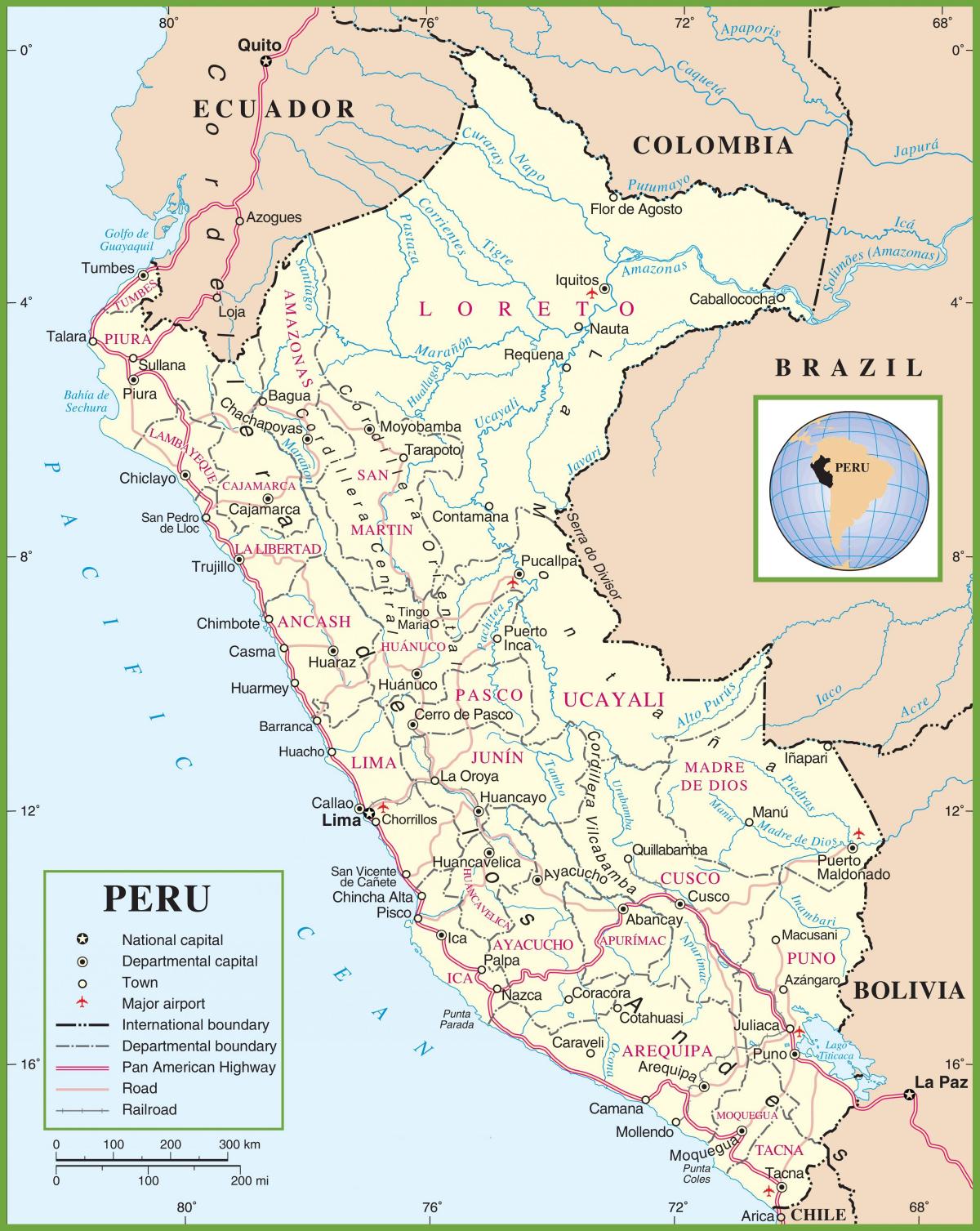 χάρτης του πολιτικού χάρτη του Περού