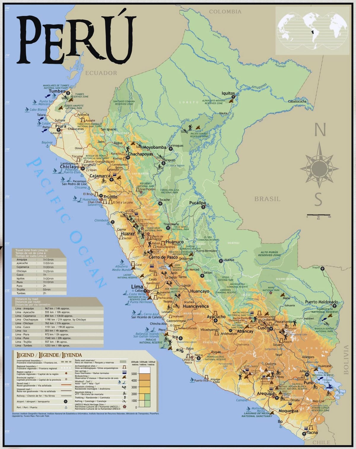 χάρτης του Περού ταξίδια