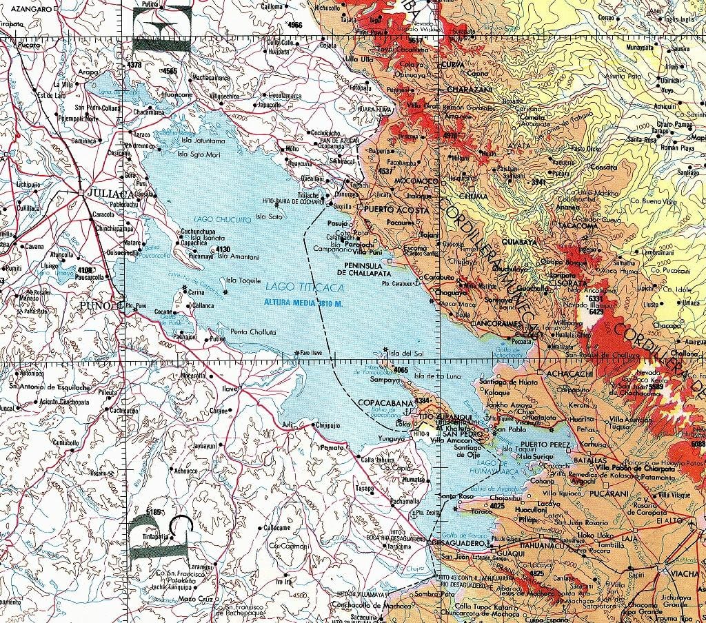 χάρτης της λίμνης τιτικάκα του Περού 